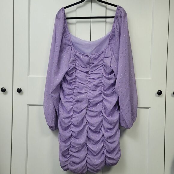 Boohoo long sleeve ruched front chiffon mini dress, size 18 - Picture 12 of 13